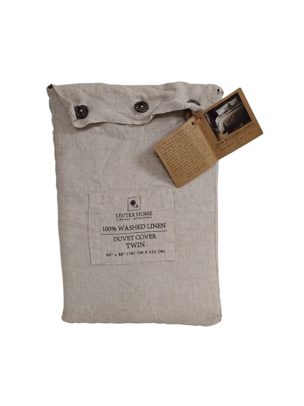 Levtex Home Timeless Collection Washed Linen French Flax Twin Duvet Cover